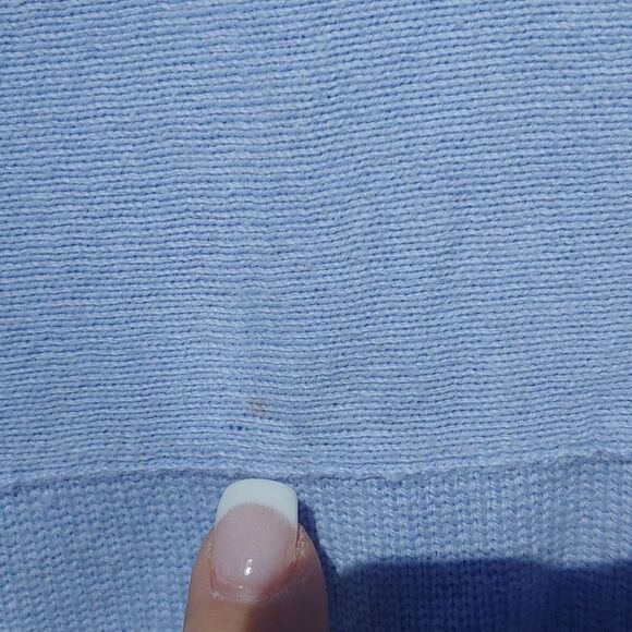 Purejill cotton/cashmere blend blue sweater. Size Medium.  Rolled hems. - Picture 6 of 8